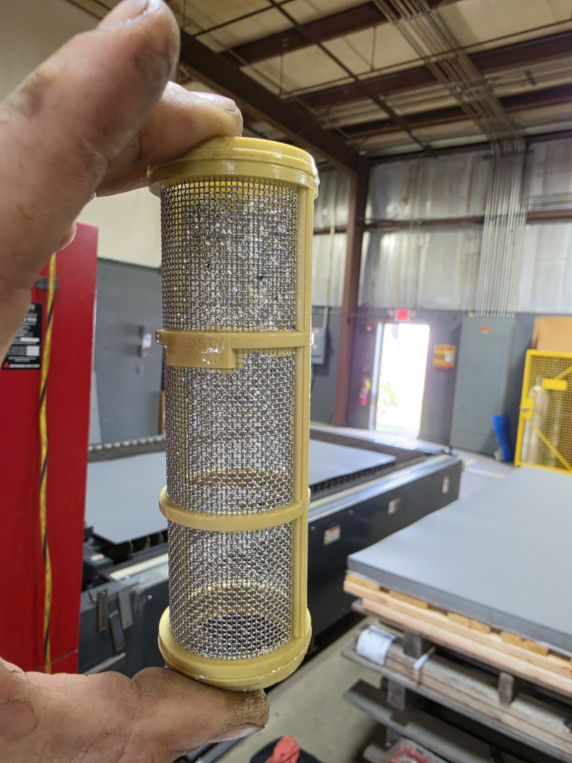 Blocked laser chiller Y-filter removed during maintenance